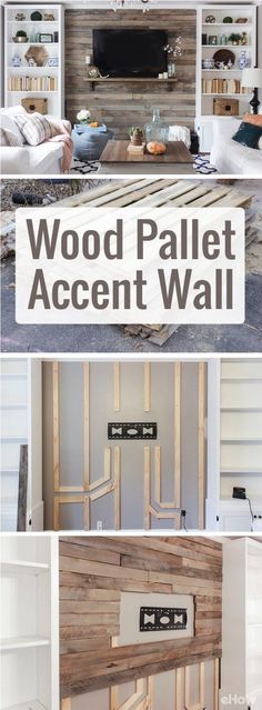 wood pallet accent wall with text overlay