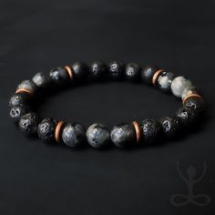 Authentic Black Labradorite and Lava Rock Bracelet for Protection Beaded Bracelets for Men and Women Black Bracelets HØMO SPIRITUS - Etsy Beaded Bracelets For Men, Lava Rock Bracelet, Black Labradorite, Bracelets With Meaning, Meditation Bracelet, Meaningful Jewelry, Labradorite Beads, Lava Rock, Black Bracelets