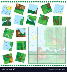 the puzzle game for children with animals and trees