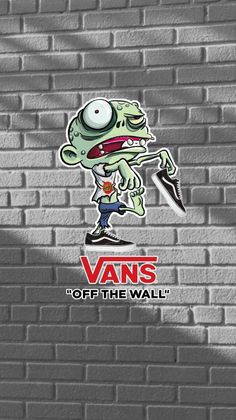 an image of a cartoon character on a wall with the words vans off the wall