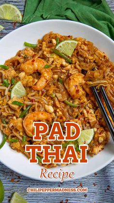 Pad Thai served in a big white plate with chopsticks on top. Pork Pad Thai, Sweet Chili Recipe, Thai Sauce, Chili Pepper Recipes, Homemade Hot Sauce, Spicy Chicken Recipes, Crispy Pork