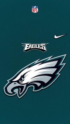 the philadelphia eagles and new england eagles logos on a green background with white nike logo