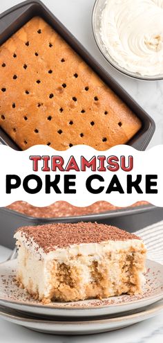 Make this decadent Tiramisu Poke Cake recipe—a simple, moist cake drizzled with sweetened coffee syrup and topped with a whipped mascarpone vanilla frosting. This recipe is made without liqueur so that the entire family can enjoy this perfect dessert. This delicious poke cake recipe will be one you turn to again and again! Poke Cake Desserts, Fan Favorite Desserts, 9x13 Desserts Easy, Tiramisu Cake Easy, Tuxedo Bar Cake, French Vanilla Poke Cake Recipes, Personal Cake Recipe, Not Super Sweet Dessert, Poke Cake With White Cake