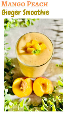 Energize your day with my Mango Peach Ginger Smoothie, a zesty blend that combines sweet mangoes, juicy peaches, and a kick of ginger. It's the perfect way to spice up your routine! Find this invigorating recipe on my blog. #MangoPeachSmoothie #GingerSmoothie #HealthyDrink #MangoPeachAndGingerSmoothie Peach Mango Smoothie, Nutritional Snacks, Ginger Smoothie, Mango Chunks, Frozen Pineapple, Peach Mango, Mango Smoothie