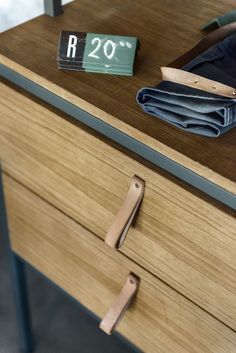 a pair of scissors and wallet on a wooden table