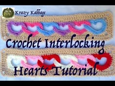 two crochet interlocking hearts with the words, crochet interlocking hearts