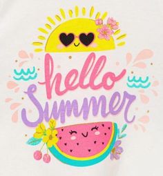 a white shirt with the words hello summer printed on it