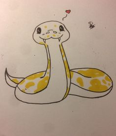 a drawing of a snake with a heart on it's head