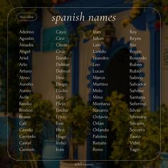 the spanish names are displayed in front of a blue and white building with flowers on it