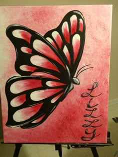 a painting of a butterfly on a pink background with the words life written below it