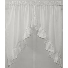 a white curtain with ruffled edges hanging on a wall