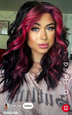 Red And Pink Hair, Creative Hair Color, Dyed Hair Inspiration, Beautiful Hair Color, Pretty Hair Color, Hair Color Highlights, Alternative Hair, Ombre Hair Color