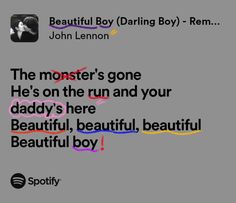 an image of a text message with the caption that reads, beautiful boy daring boy - rem