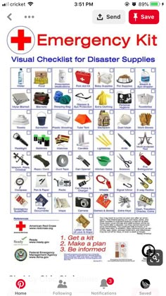 an emergency kit is shown on the screen, with instructions for all kinds of items