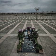 a memorial in the middle of an empty field