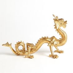 Standing Dragon-Global Views-GVSA-8.82917-Decorative Objects-1-France and Son Standing Dragon, Leaf Sculpture, Dragon Sculpture, Golden Dragon, Feeling Lucky, Dragon Figurines, Global Views, Golden Globe Award, Golden Globes