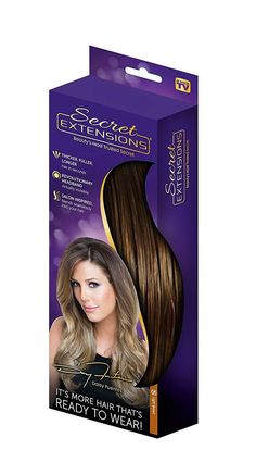 Daisy Fuentes Secret EXTENSIONS  05 Light Brown Some features: The Patented Revolutionary Headband is virtually invisible, made of stretch mono-filament allowing the headband to lay flat and contour to any head Hair Infused into fine layers of polyurethane attached to the invisible elastic band making it comfortable and undetectable Each shade is a blending of 7-11 different colors making it an easy match with the wearers own hair You can trim, straighten, style and curl up to 320 degrees, which Secret Hair Extensions, Dark Golden Blonde, Hair Extension Brands, Halo Hair Extensions, Crochet Braids Hairstyles, Daisy Fuentes, Braid In Hair Extensions, Quality Hair Extensions, Synthetic Hair Extensions