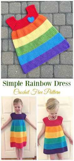 the crochet rainbow dress is made with two different colors