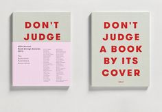 two books with red lettering on them and the words don't judge a book by its cover