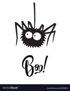 a spider with the word boo on it's chest and eyes drawn in black ink