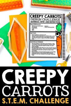 Creepy Carrots Stem Activity, Upper Elementary Stem Activities, October Stem Activities Elementary, Halloween Activities For 5th Graders, Fall Stem Activities Elementary, 1st Grade Halloween Activities, 5th Grade Halloween Activities, Creepy Carrots Stem, Halloween Stem Activities Middle School