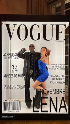 a man and woman on the cover of a magazine with an image of them dancing