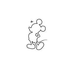 a black and white drawing of a cartoon character with his head in the shape of a heart