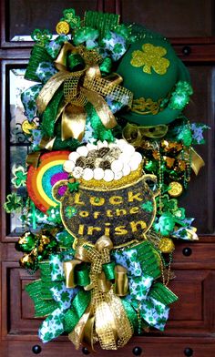 a st patrick's day wreath on the front door