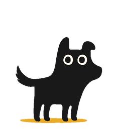 a black dog with big eyes standing on the ground