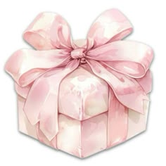 a pink gift box with a bow on it