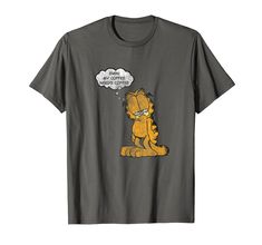 garfield the cat with thought bubble saying t - shirt