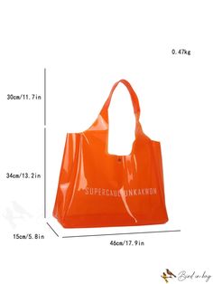 BirdinBag - Orange Transparent Beach Tote Bag - Spacious & Stylish Single Shoulder Bag Beach Tote Bag, Types Of Lettering, Inch Bag, Orange Pattern, Beach Tote Bags, Beach Tote, Bags Tote, Shoulder Tote Bag, Bag Bag