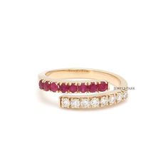 Ruby diamond eternity band ring gold | Natural 2MM ruby diamond ring | Ruby birthstone ring gold | Push present ring gold | Christmas gift STONE DETAILS : ✦ Gemstone : Ruby ✦ Gemstone Type : Natural ✦ Gemstone Size : 2 MM ✦ Gemstone Shape : Round cut ✦ Number of gemstones : 8 ✦ Gemstone Weight : 0.25 carats ✦ Gemstone Grade : AAA DIAMOND DETAILS : ✦ Diamond Type : Natural ✦ Diamond Size : 2.00 mm ✦ Diamond Color : F-G ✦ Diamond Clarity : Slightly included ✦ Diamond Cut : Excellent - Very Good ✦ Push Present Ring, Ruby Birthstone Ring, Push Present, Push Presents, Ruby Diamond Ring, Ruby Birthstone, Ring Ruby, Ruby Diamond Rings, Diamond Eternity Band