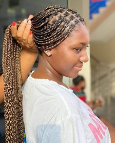 Flat Cornrows, Cherry Braids, Cornrows For Girls, Plait Styles, Big Box Braids Hairstyles, Feed In Braids Hairstyles, Goddess Braids Hairstyles, Braids Styles, African Hair Braiding Styles