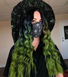 Green Balayage, Halloween Hair Color Ideas, Spooky Hair, Gothic Stuff, Inner Witch, Temporary Hair Dye, Wacky Hair