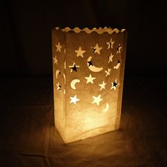 Star Moon Paper Luminaries / Luminary Lantern Bags Path Lighting (10 PACK) - PaperLanternStore.com - Paper Lanterns, Decor, Party Lights & More Paper Lanterns Cardstock Papers, Luminary Bags Diy, Paper Luminaries, Paper Bag Lanterns, Luminary Bags, Path Lighting, Luminaries Bags, Moon Party, Star Lanterns