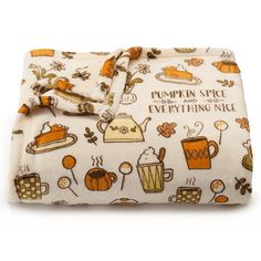 the pumpkin spice everything nice blanket is on display