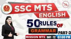 an advertisement for the ssc mts english class, featuring a woman in business attire