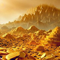 an artist's rendering of gold in the desert