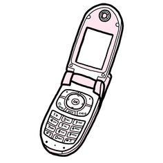 a drawing of a cell phone on a white background