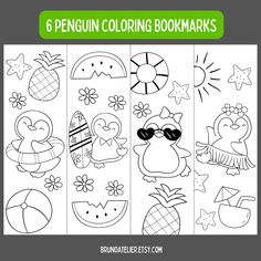 the printable coloring bookmarks for kids to color and learn how to draw them