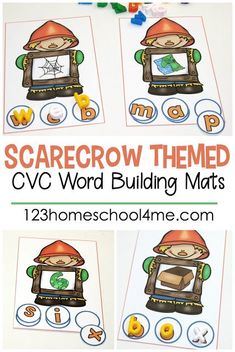 FREE Scarecrow CVC Words Mat - these free printable fall themed mats are a fun way for kids to practice sounding out words to listen for the letters that spell these sight words. Perfect fall center, educational activity, and freebie fro preschool, kindergarten, first grade #freeprintable #cvcwords #fallprintable #education #123homeschool4me #firstgrade #kindergarten Fall Language Activities Kindergarten, Fall Word Work Kindergarten, Scarecrow Writing Kindergarten, Fall Write The Room Kindergarten Freebie, Fall Word Work, Fall Centers, 123 Homeschool 4 Me, Improve Reading Skills