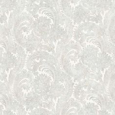 a white and grey wallpaper with an intricate design