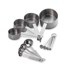 a set of measuring spoons and measuring cups