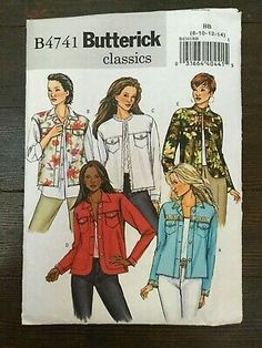 Butterick Sewing Pattern 4741 Womens Jacket Size 8 -14 Homemade Items, Sewing Tops, Butterick Pattern, Butterick Sewing Pattern, Petite Jacket