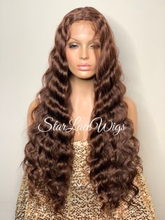 "Type of Hair:  Human Hair Blend Hair Texture:   Crimped/Wavy Hair Length:   Long 30\" Hair Color:   Available brown & black Cap Style:   Lace Front Wig 13x5x1 middle part. The cap has adjustable straps & combs and stretches.  Heat Safe:   Heat resistant up to 350 degrees      HEAT SAFE The synthetic and human hair blend wigs in the store are heat safe and can be curled and flat ironed.  Please note that it is recommended that the heat settings be low (340 to 350 degrees).  Flexi-rods and/or rol Style Lace Front Wig, 30 Hair Color, Flexi Rods, Light Highlights, Cap Style, Middle Part, Chestnut Brown, Style Noir, Synthetic Lace Front Wigs