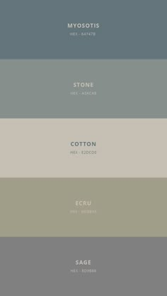 four different shades of gray, green and white with the words stone on each side