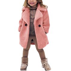 Girls Faux Fur Coat, Toddler Coats Girl, Kids Coats Girls, Girls Fleece, Kids Outerwear, Kids Coats, Fleece Coat, Girl Coat, Warm Jacket