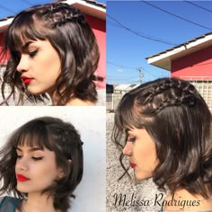 Braids For Short Hair With Bangs, Short Hair Braids With Bangs, Prom Hair Ideas For Short Hair With Bangs, Wedding Guest Hair For Short Hair, Prom Hairstyles For Short Hair With Bangs, Braided Hair With Bangs, Braided Bangs Hairstyles, Short Hair Fringe, Short Homecoming Hair