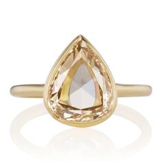 The Zinfandel 2.83 ring is an absolutely gorgeous 2.83 ct Light Brown Pear Diamond Engagement Ring. Shop this exclusive ring now at Victor Barbone Jewelry! Pear Diamond Engagement Ring, Pear Cut Diamond, Zinfandel, Pear Diamond